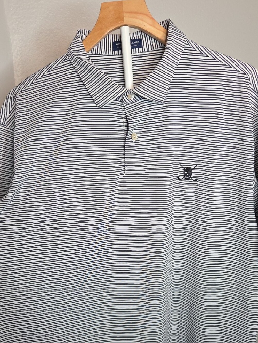 Peter Millar Shirt Men's XL Crown Crafted Golf Stretch Polo Black White Striped - Picture 4 of 8